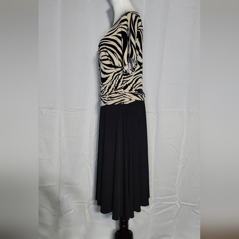 Enfocus Womens Black/Tan Formal Pleated Midi Dress Size Medium/Large EUC - Picture 5 of 6